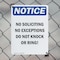 Signmission No Soliciting No Exceptions Do OSHA Notice Sign, Plastic, 10in W x 14in L, 2PK OS-2PACK-NS-P-1014-V-14826 - alternate 4